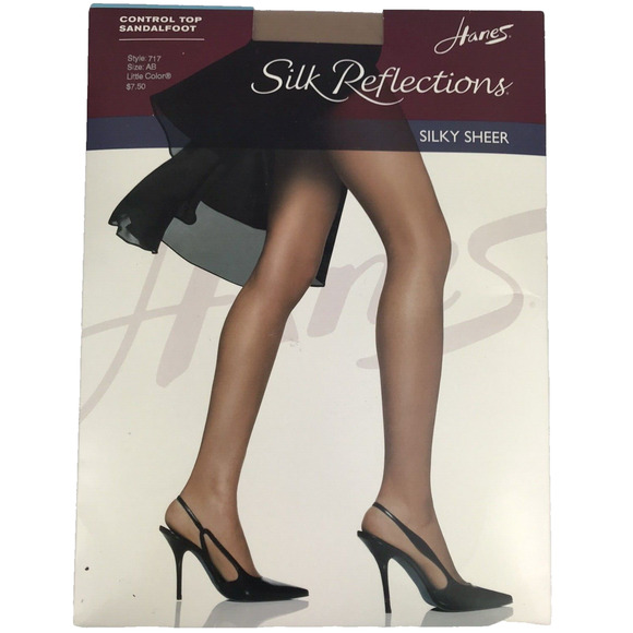 Hanes Silk Reflections Silky Sheer Nude Pantyhose Control Top Tights 717 Size AB - Picture 1 of 2